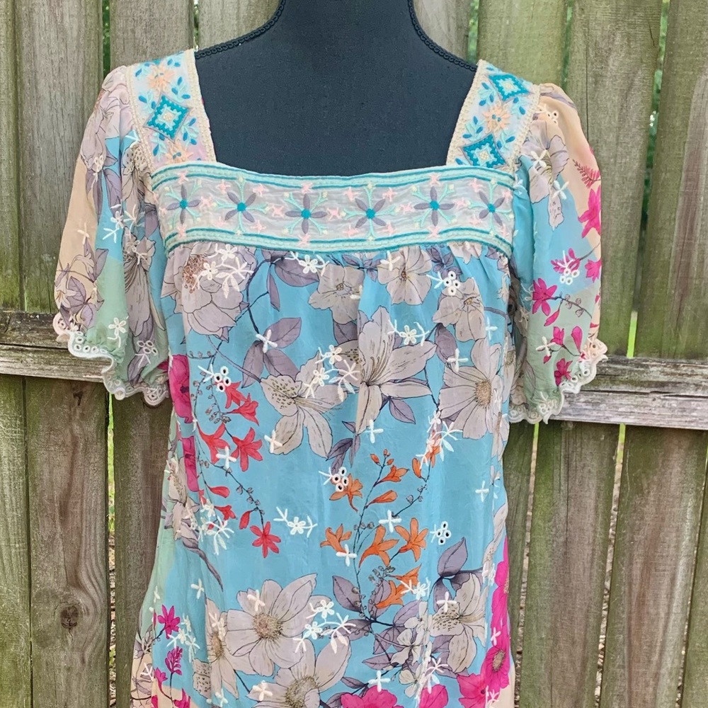 Johnny Was square neck blouse